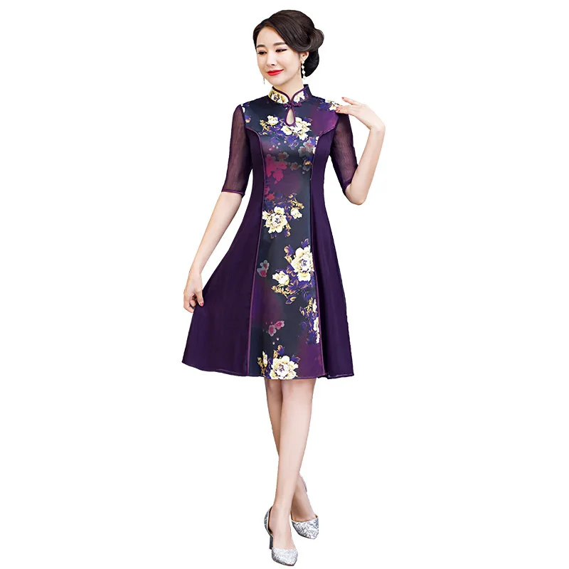 Spring Women Mid-Length Style Temperament Slim Cheongsam A Line Skirt Retro Cheongsam Collar Silk Chiffon Patchwork Dress
Spring Women Mid-Length Style Temperament Slim Cheongsam A Line Skirt Retro Cheongsam Collar Silk Chiffon Patchwork Dress