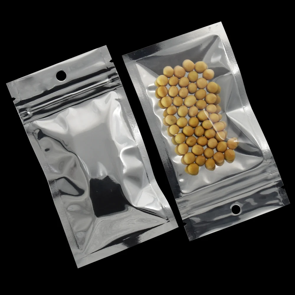 100pcs 8.5x14cm Front Clear Silver Back Aluminum Foil Zip Lock Packing Pouch Reclosable Mylar Foil Bag Vacuum Food Storage
100pcs 8.5x14cm Front Clear Silver Back Aluminum Foil Zip Lock Packing Pouch Reclosable Mylar Foil Bag Vacuum Food Storage