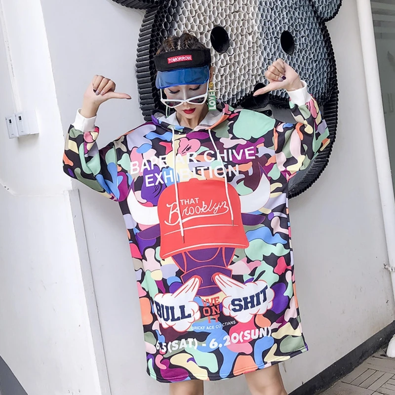 New Autumn Mid-Length Stitch Hooded Sweater Dress Women Loose Plus Size Cartoon Print Hip Pop Pullover Streetwear перетягивать
New Autumn Mid-Length Stitch Hooded Sweater Dress Women Loose Plus Size Cartoon Print Hip Pop Pullover Streetwear перетягивать