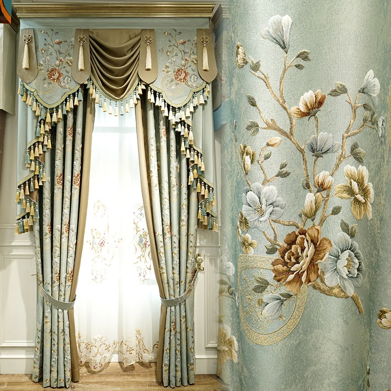 Custom curtain Luxury European villa bedroom high-class shading jacquard cloth blackout curtain valance tulle panel C201
Custom curtain Luxury European villa bedroom high-class shading jacquard cloth blackout curtain valance tulle panel C201