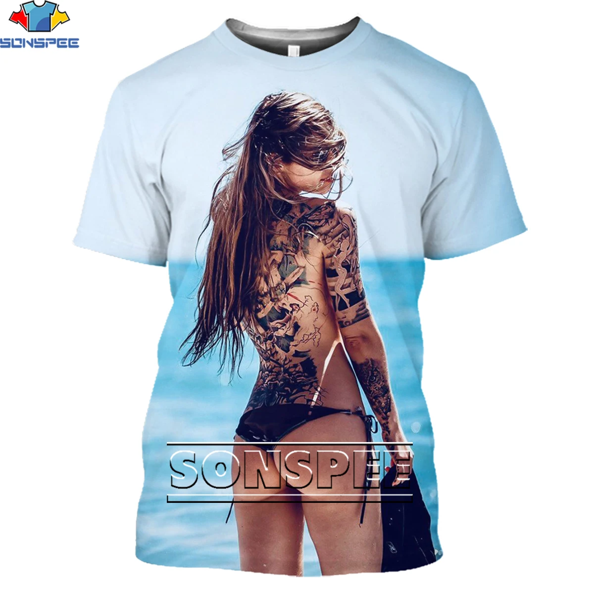 SONSPEE Beach Sexy Bikini Model Blonde Buttocks T-shirt Summer Men Women Goddess Streetwear Man Otaku Clothing Short Sleeve Tee
SONSPEE Beach Sexy Bikini Model Blonde Buttocks T-shirt Summer Men Women Goddess Streetwear Man Otaku Clothing Short Sleeve Tee