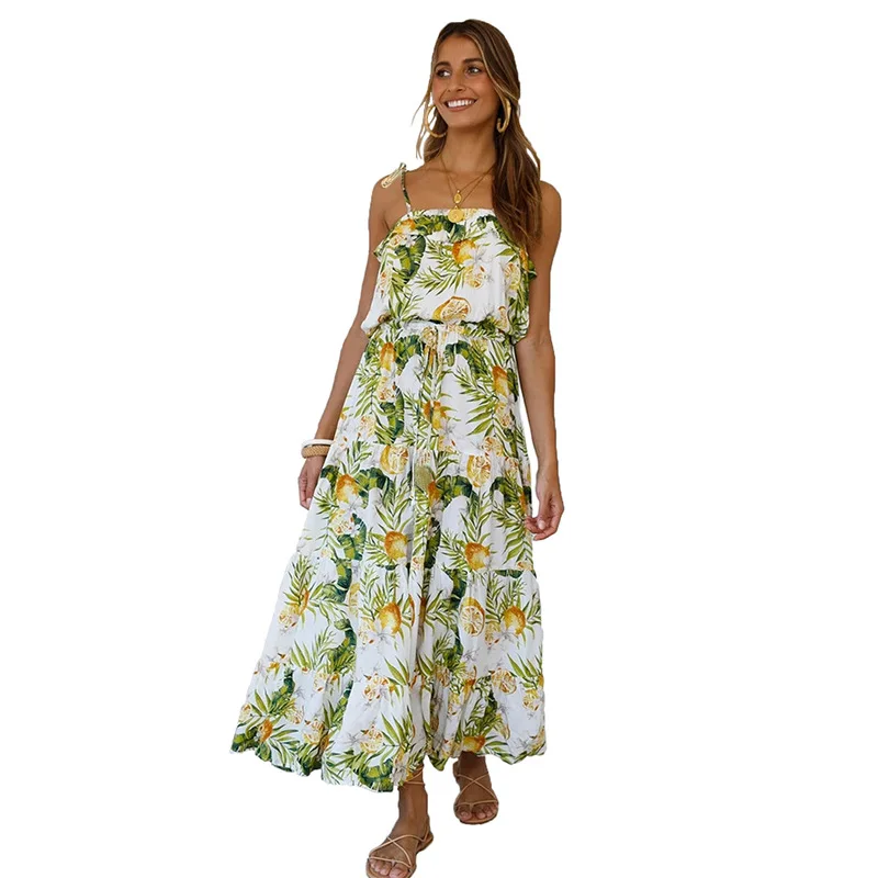 New Leisure Holiday Style Boho Dress Tropical Rainforest Print Lace Stitching Suspender Dress Summer Women's Dress 2021
New Leisure Holiday Style Boho Dress Tropical Rainforest Print Lace Stitching Suspender Dress Summer Women's Dress 2021