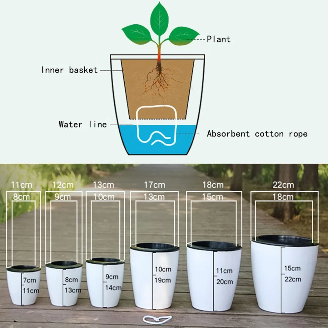 Automatic Self Watering Flower Plants Pot Lazy Flower Pot Imitation Porcelain Series Gardening Flower Pots Home Garden Decor
Automatic Self Watering Flower Plants Pot Lazy Flower Pot Imitation Porcelain Series Gardening Flower Pots Home Garden Decor