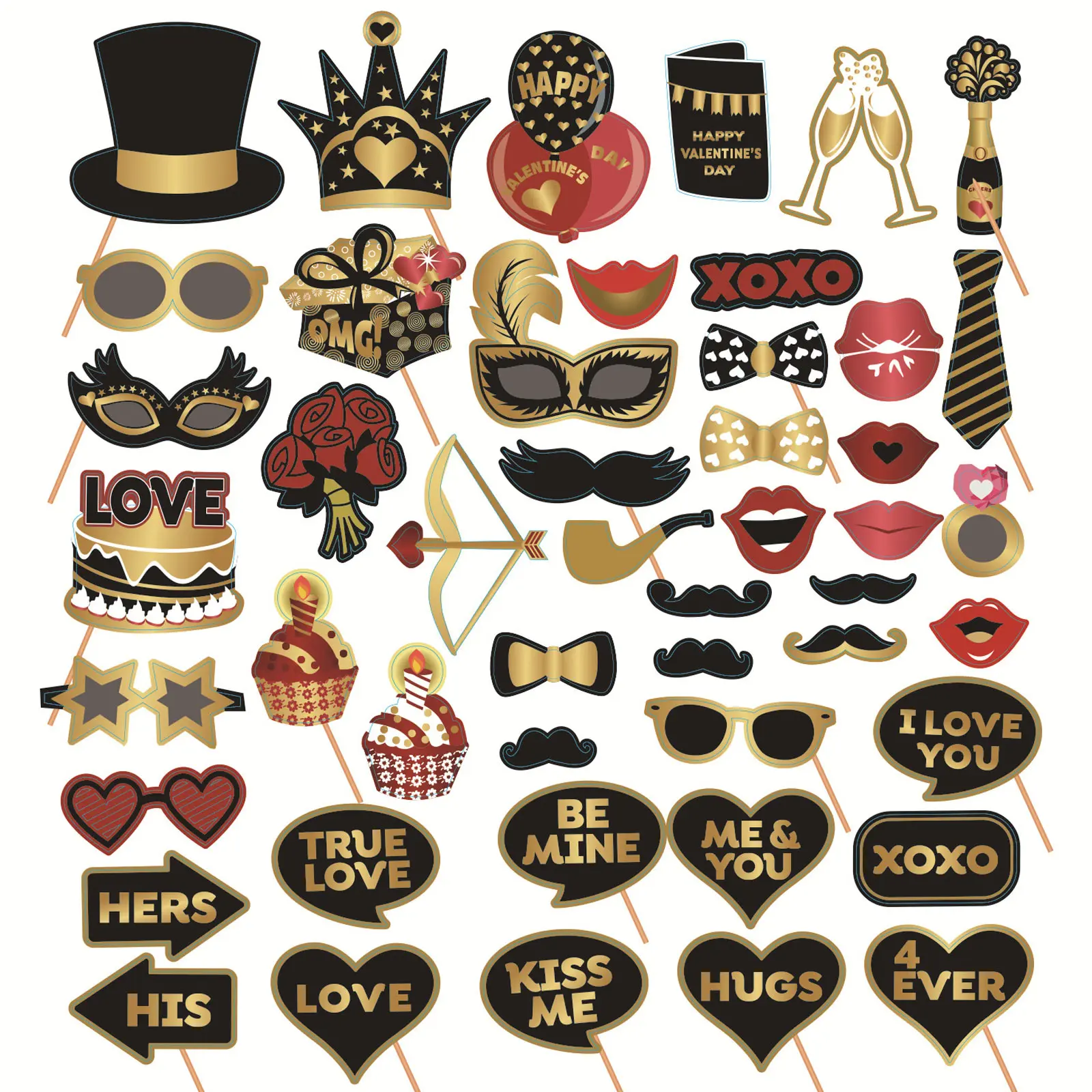 Behogar 46PCS Valentine Day Photo Booth Props DIY Selfie Prop Kit for Wedding Engagement Bridal Shower Birthday Party Supplies
Behogar 46PCS Valentine Day Photo Booth Props DIY Selfie Prop Kit for Wedding Engagement Bridal Shower Birthday Party Supplies