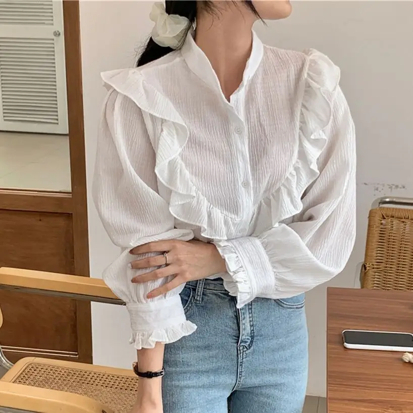 Рубашка Alien Kitty Женская с воротником-стойкой, белый топ с оборками в стиле ретро, шикарный Повседневный офисный Топ для девушек, Милая Фея, ос... 
Рубашка Alien Kitty Женская с воротником-стойкой, белый топ с оборками в стиле ретро, шикарный Повседневный офисный Топ для девушек, Милая Фея, ос...