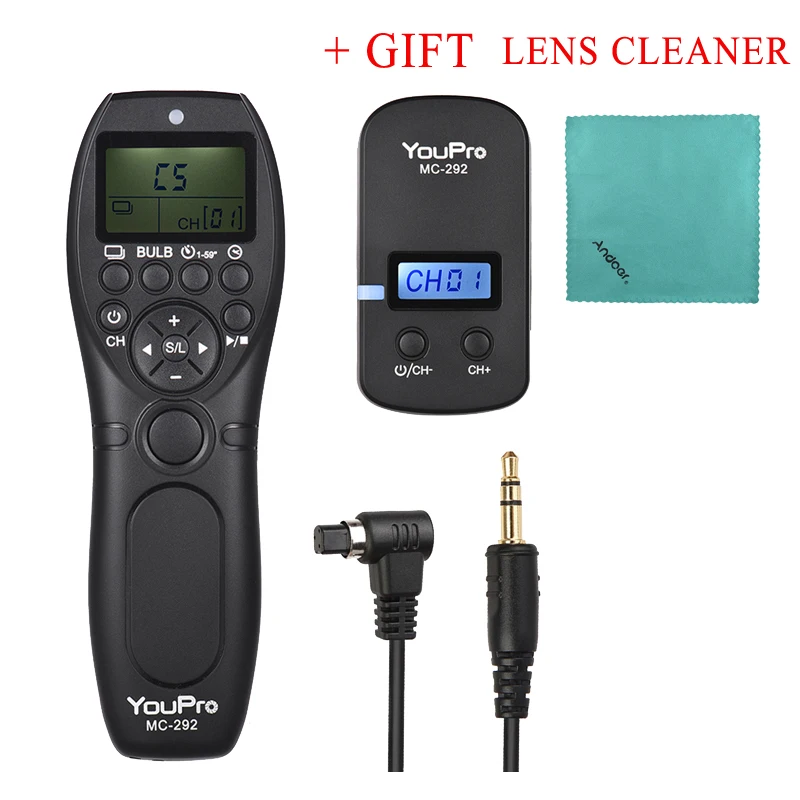 

YouPro MC-292 DC0/DC2/N3/S2/E3 2.4G Wireless Remote Control LCD Timer Shutter Release Channels for Canon/Sony/Nikon/Fujifilm etc