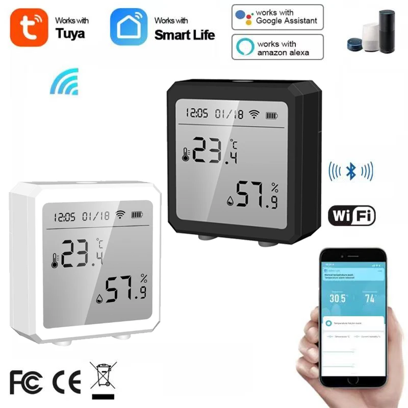 Tuya WIFI Smart Temperature and Humidity Sensor Indoor Hygrometer Thermometer with LCD Display Support Alexa Google Assistant
Tuya WIFI Smart Temperature and Humidity Sensor Indoor Hygrometer Thermometer with LCD Display Support Alexa Google Assistant