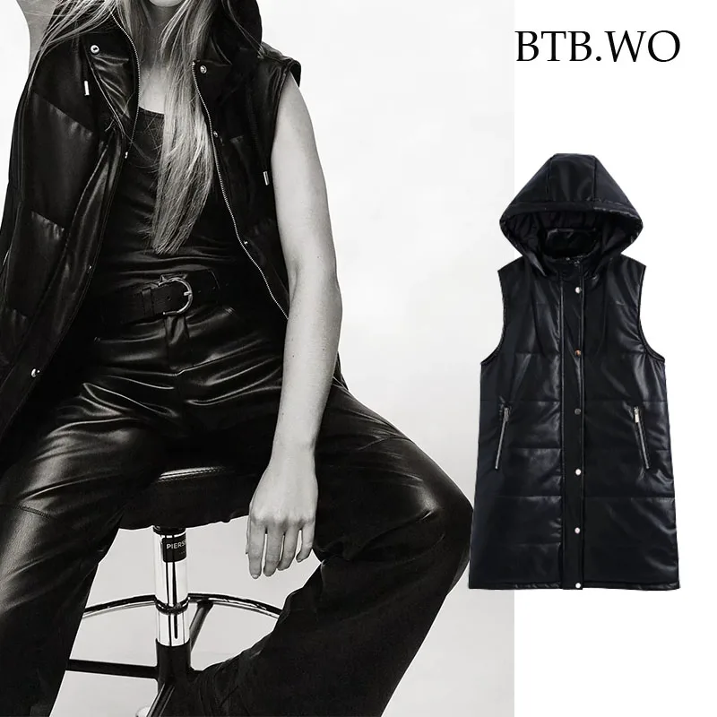 BTB.WO Za 2021 Autumn Winter Women's Vest Hooded Mid-Length Women's Waistcoat Imitation Leather Women's Sleeveless Jacket Coat
BTB.WO Za 2021 Autumn Winter Women's Vest Hooded Mid-Length Women's Waistcoat Imitation Leather Women's Sleeveless Jacket Coat