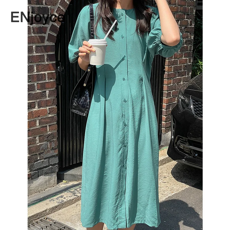 Women Vintage Mid-length Dress Summer Korean Style Elegant Waist Slimming Puff Sleeve Dresses Ladies Casual Loose Clothes
Women Vintage Mid-length Dress Summer Korean Style Elegant Waist Slimming Puff Sleeve Dresses Ladies Casual Loose Clothes