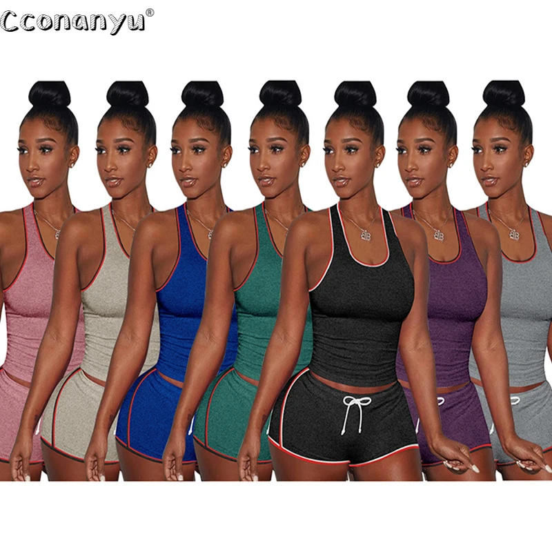 Sexy Sleeveless Two Piece Sport set 2020 Summer Women Workout Bandage Top and Shorts Set Suit Ladies Fashion Two piece set
Sexy Sleeveless Two Piece Sport set 2020 Summer Women Workout Bandage Top and Shorts Set Suit Ladies Fashion Two piece set
