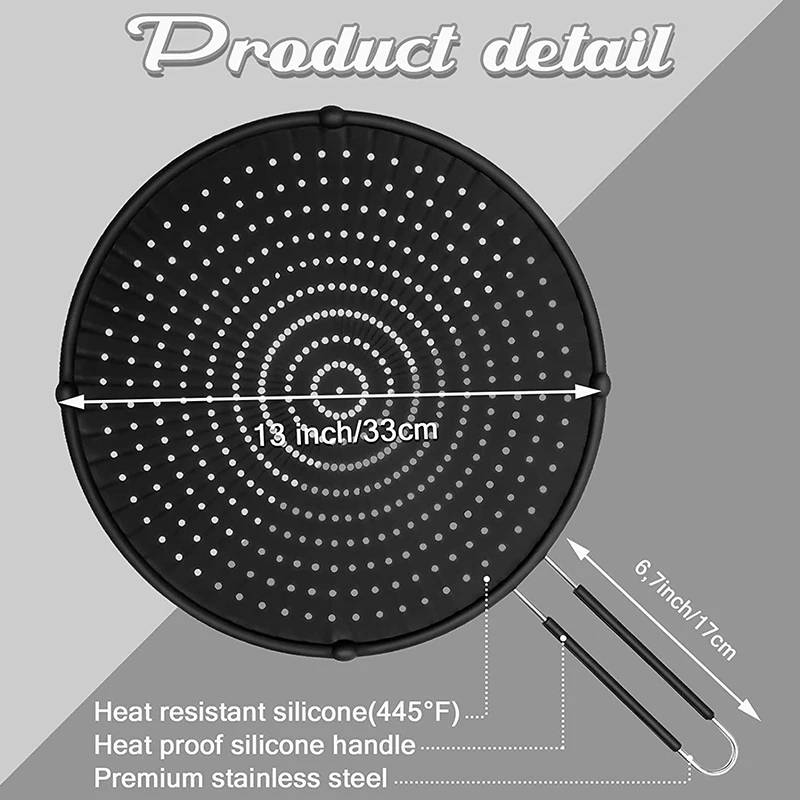Silicone Splatter Screen Pan Cover Splatter Guard Heat Resistant Oil Splash Guard Cooling Mat Drain Board Strainer
Silicone Splatter Screen Pan Cover Splatter Guard Heat Resistant Oil Splash Guard Cooling Mat Drain Board Strainer