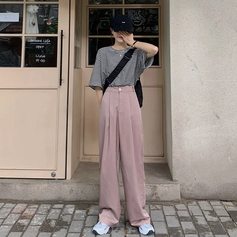 ZAWAHIKI Streetwear Women Spring Korean Fashion All Match Style Solid High-Waist Slim Temperament Long Wide-Leg-Pants 
ZAWAHIKI Streetwear Women Spring Korean Fashion All Match Style Solid High-Waist Slim Temperament Long Wide-Leg-Pants