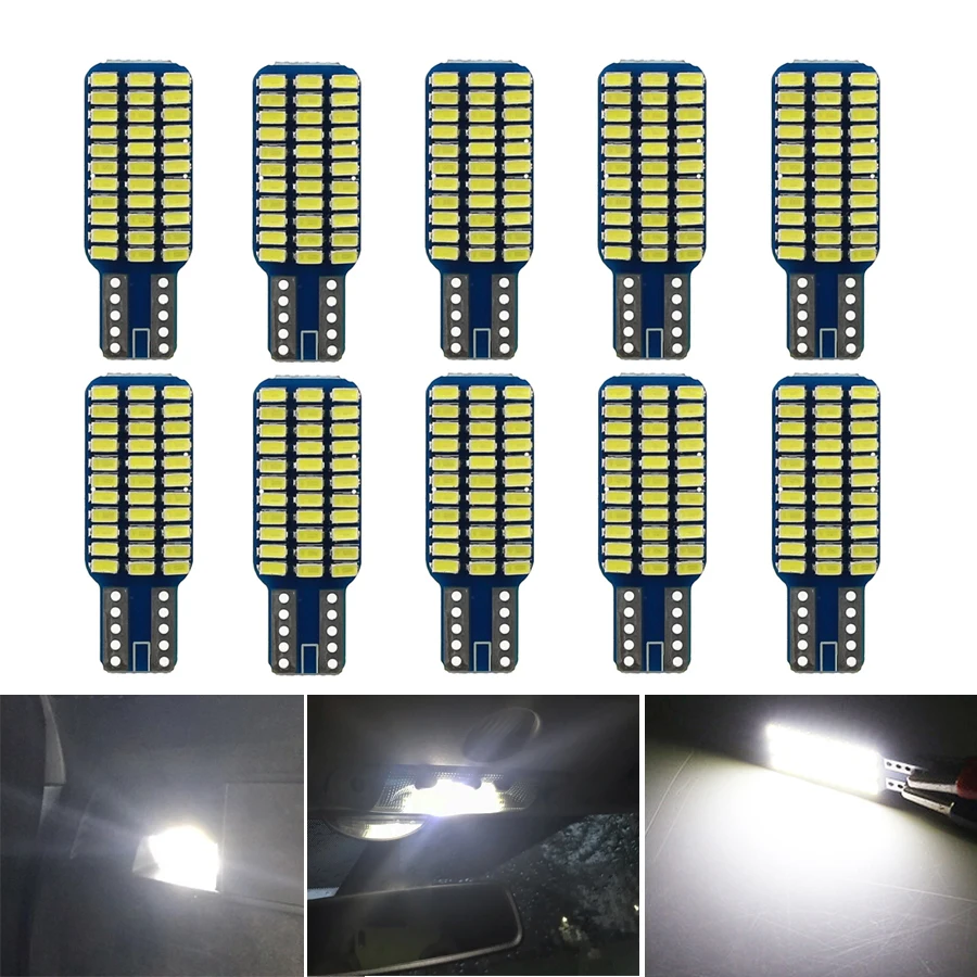 

Светодиодные лампы HNAUTP 10 шт./лот T10 168 194 W5W для багажника автомобиля Canbus 3014 33-Smd, лампы для чтения на крышу автомобиля, белые, 12 В