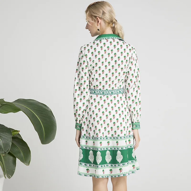 Ethnic Floral Printed Dress Autumn New V-neck Long Sleeve Cinched Patchwork Zipper Flab Hiding Temperament Midi Dress
Ethnic Floral Printed Dress Autumn New V-neck Long Sleeve Cinched Patchwork Zipper Flab Hiding Temperament Midi Dress