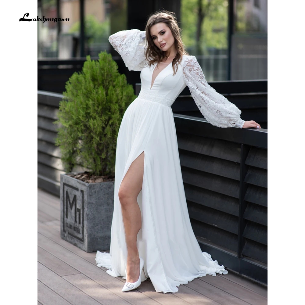 Женское шифоновое свадебное платье, стильное кружевное ТРАПЕЦИЕВИДНОЕ ПЛАТЬЕ с длинным рукавом и V-образным вырезом, сексуальное платье не... 
Женское шифоновое свадебное платье, стильное кружевное ТРАПЕЦИЕВИДНОЕ ПЛАТЬЕ с длинным рукавом и V-образным вырезом, сексуальное платье не...