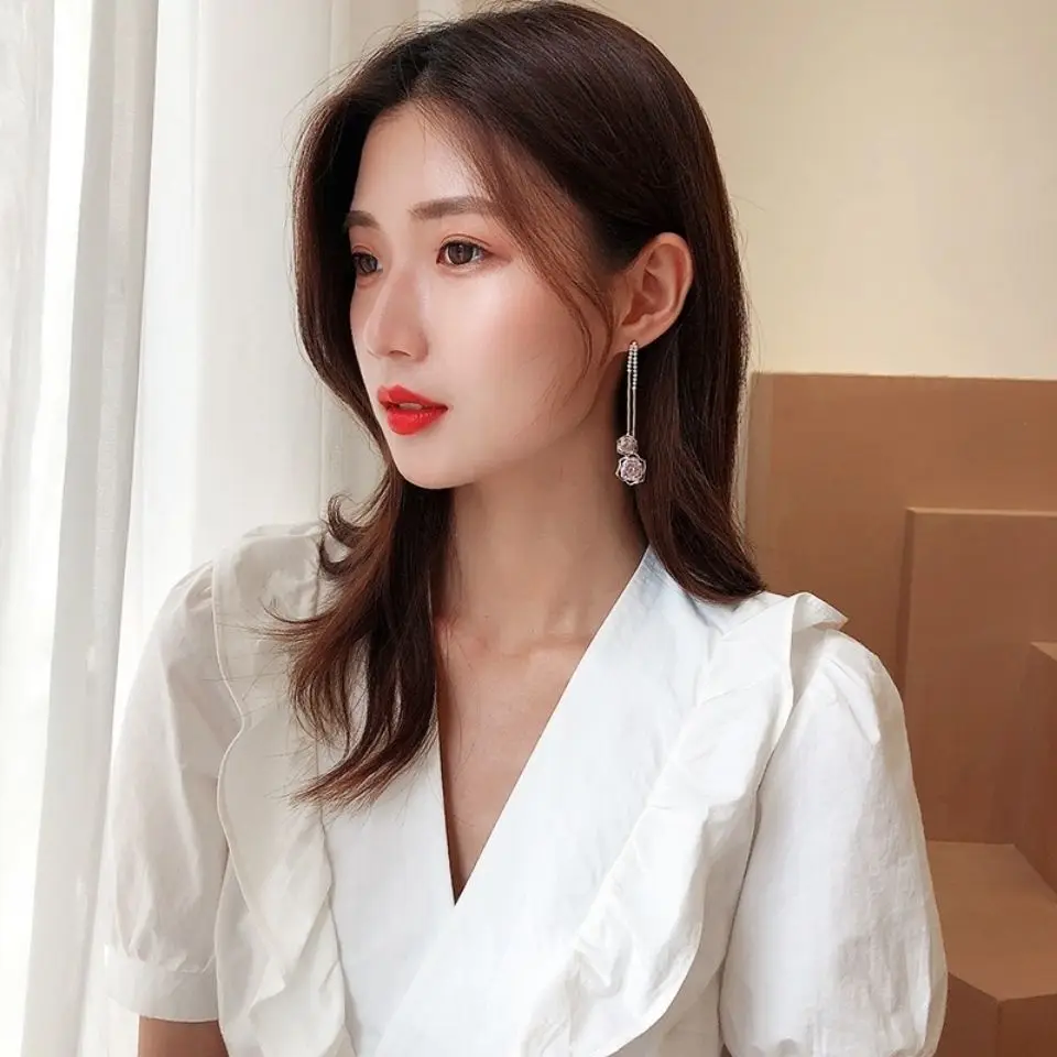 New 925 Sterling Silver Fringed Rose Crystal Pendant Earrings Women Girl Stylish Jewelry Personality Gift
New 925 Sterling Silver Fringed Rose Crystal Pendant Earrings Women Girl Stylish Jewelry Personality Gift