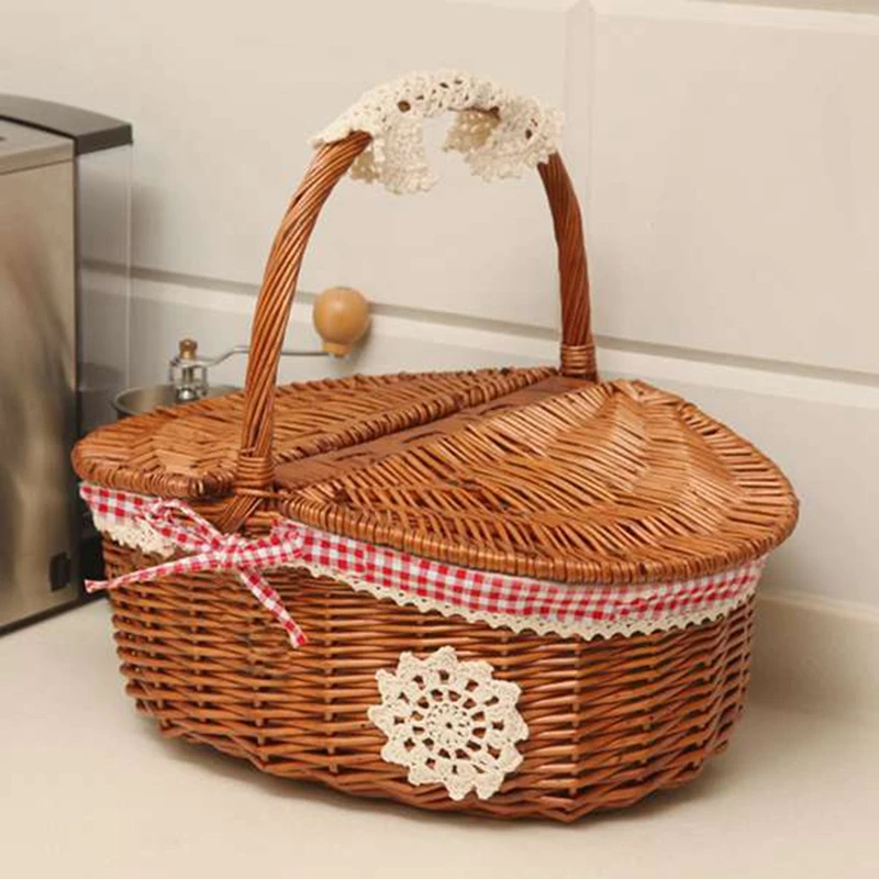 Wicker Willow Woven Picnic Basket with Lid and Handle Camping Picnic Shopping Food Fruit Picnic Basket
Wicker Willow Woven Picnic Basket with Lid and Handle Camping Picnic Shopping Food Fruit Picnic Basket