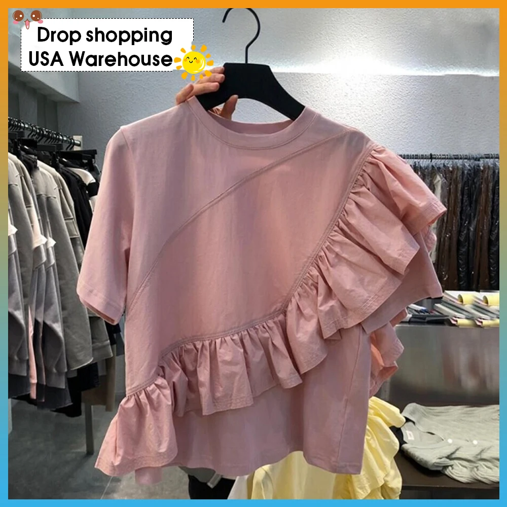 OUSHANG Женская Корейская элегантная рубашка с рюшами, с круглым вырезом, на лето 2020, шикарные тонкие вечерние топы с короткими рукавами, Женска... 
OUSHANG Женская Корейская элегантная рубашка с рюшами, с круглым вырезом, на лето 2020, шикарные тонкие вечерние топы с короткими рукавами, Женска...