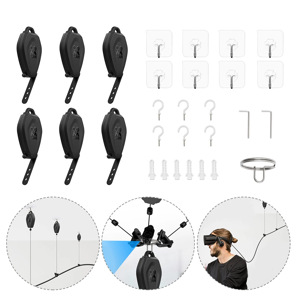 Portable Retractable VR Cable Set Easy Install Suspension Silent Management Ceiling Pulley System Black Durable For Oculus Rift
Portable Retractable VR Cable Set Easy Install Suspension Silent Management Ceiling Pulley System Black Durable For Oculus Rift