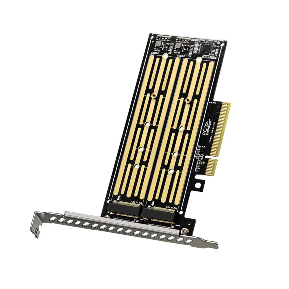 New ArrivalM.2 Riser Card M.2 NVME to PCI-E X8 Dual Disk Hard Drive SSD Adapter Expansion Card for PCIE X8 X16K Slot Motherboard 
New ArrivalM.2 Riser Card M.2 NVME to PCI-E X8 Dual Disk Hard Drive SSD Adapter Expansion Card for PCIE X8 X16K Slot Motherboard