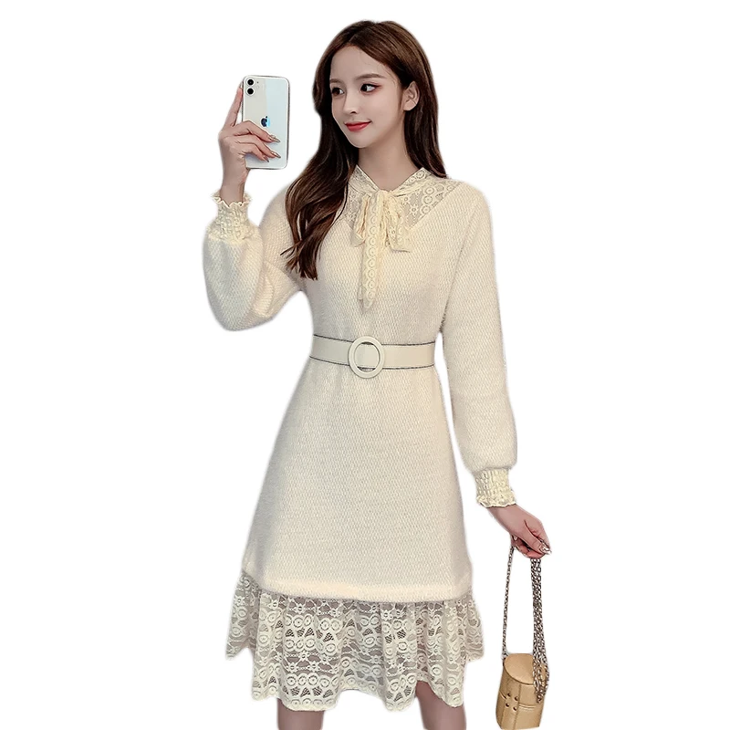 ICHOIX 2020 Autumn And Winter Female Elegant Apricot Lace Knitted Dress Office Ladies Solid Thick Soft S-XL Size Dress
ICHOIX 2020 Autumn And Winter Female Elegant Apricot Lace Knitted Dress Office Ladies Solid Thick Soft S-XL Size Dress
