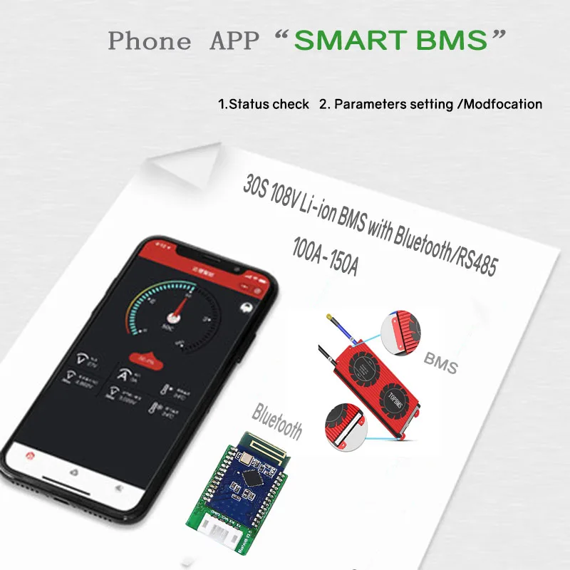 30 S 108V Li-Ion BMS100A150A с Bluetooth-приложением для телефона RS485 CANbus UART GPS для литий-ионных батарей 3.6V3.7V, подключенный в 30 серий
30 S 108V Li-Ion BMS100A150A с Bluetooth-приложением для телефона RS485 CANbus UART GPS для литий-ионных батарей 3.6V3.7V, подключенный в 30 серий