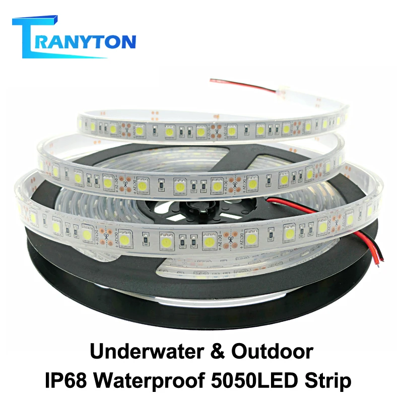 

IP67 IP68 Waterproof LED Strip 5050 DC12V High Quality Underwater & Outdoor Safety RGB LED Strip Light 300LEDs 60LEDs/M 5m/lot