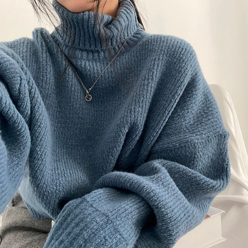 Korean Fashion Blue Turtleneck Sweater Women Fall Winter Vintage Cropped Knitted Tops Woman Loose Casual Jumpers
Korean Fashion Blue Turtleneck Sweater Women Fall Winter Vintage Cropped Knitted Tops Woman Loose Casual Jumpers