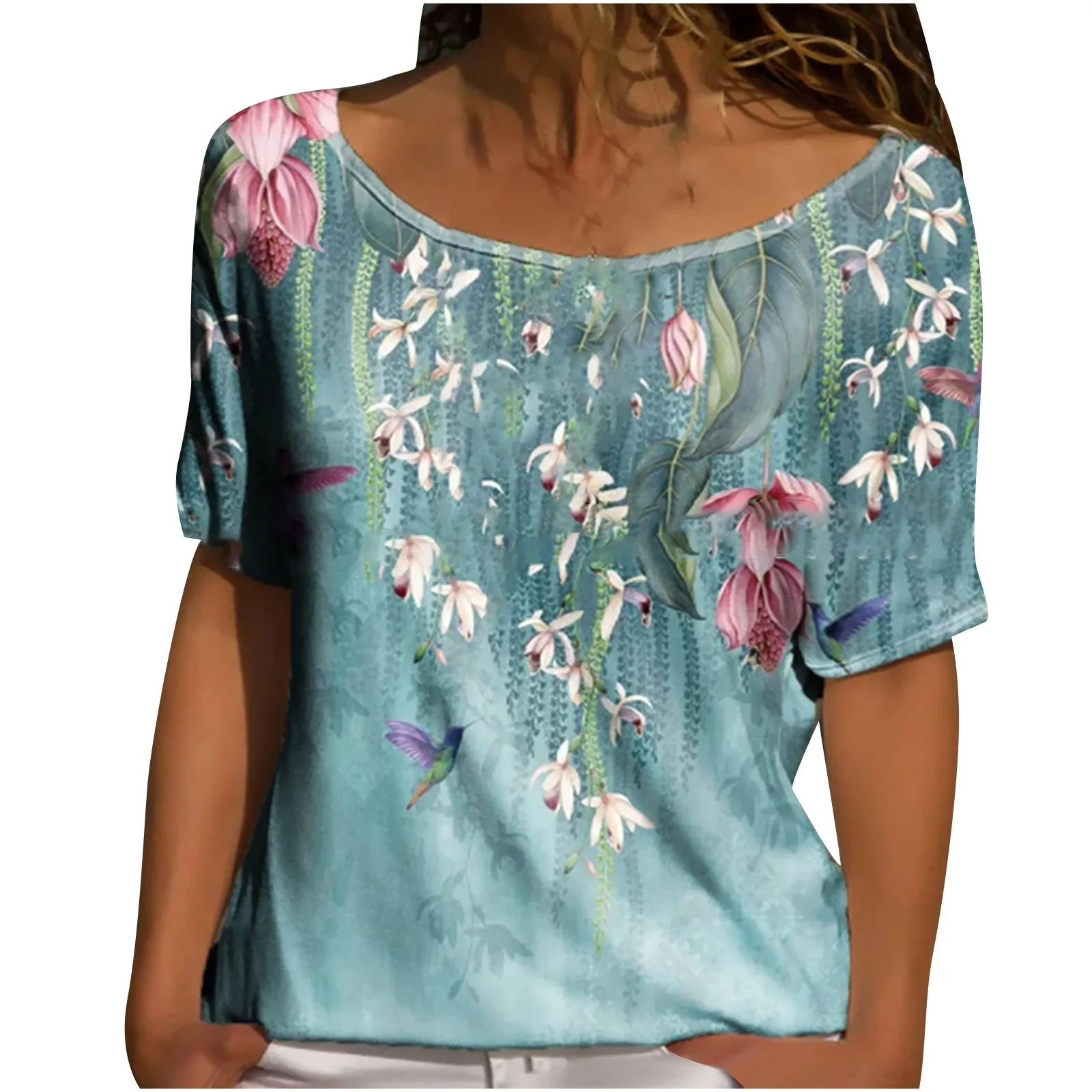 Ladies Casual Summer Short-sleeved Fashion O-neck Floral Print T-shirt Casual Loose Top Short-sleeved Women Футболка Оверсайз
Ladies Casual Summer Short-sleeved Fashion O-neck Floral Print T-shirt Casual Loose Top Short-sleeved Women Футболка Оверсайз
