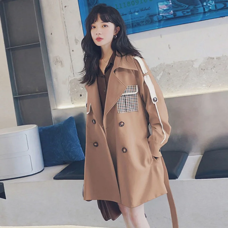 2021 autumn Trench Coat Women Double Breasted Slim Trench Coat Female Outwear Fashion Windbreaker Plaid windbreaker with pocket
2021 autumn Trench Coat Women Double Breasted Slim Trench Coat Female Outwear Fashion Windbreaker Plaid windbreaker with pocket