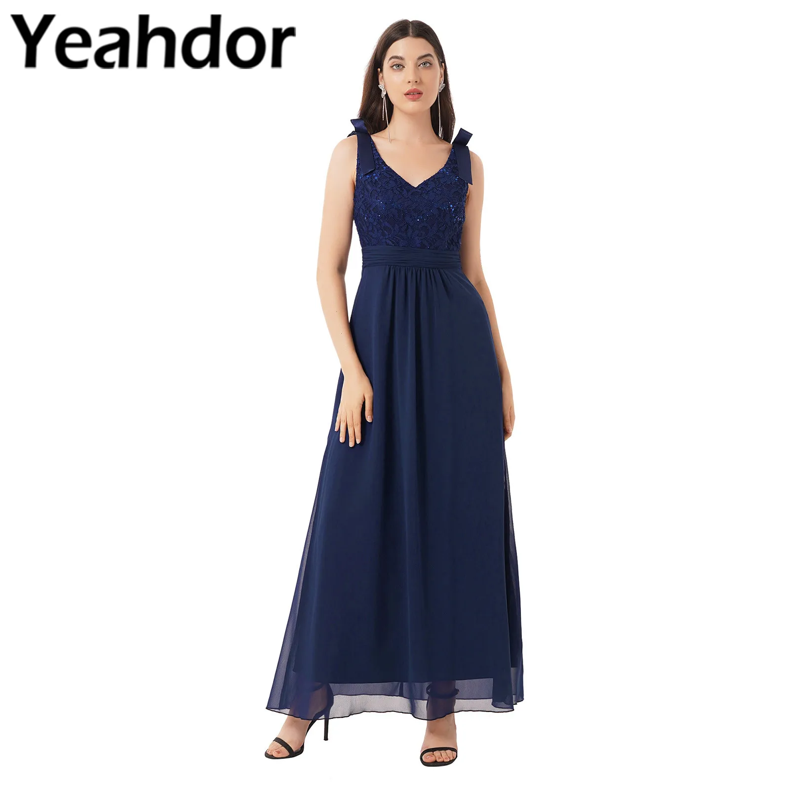 Evening Dresses Elegant Women's Lace Chiffon Maxi Party Dress Sexy V Neck Sleeveless Long Dress for Bridesmaid vestido feminino
Evening Dresses Elegant Women's Lace Chiffon Maxi Party Dress Sexy V Neck Sleeveless Long Dress for Bridesmaid vestido feminino