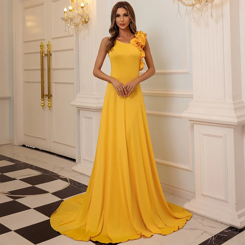 Evening Party Dress Women Elegant Ruffles Sleeveless Backless Casual Loose Solid Long Maxi Dress For Women Yellow Dress 2022
Evening Party Dress Women Elegant Ruffles Sleeveless Backless Casual Loose Solid Long Maxi Dress For Women Yellow Dress 2022