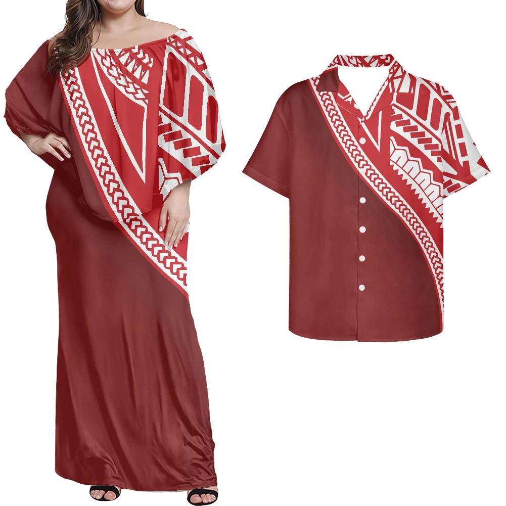 

HYCOOL полинезийские племенные красные платья для женщин с открытыми плечами Самоанская парная одежда облегающие повседневные платья для женщин 2021 элегантные