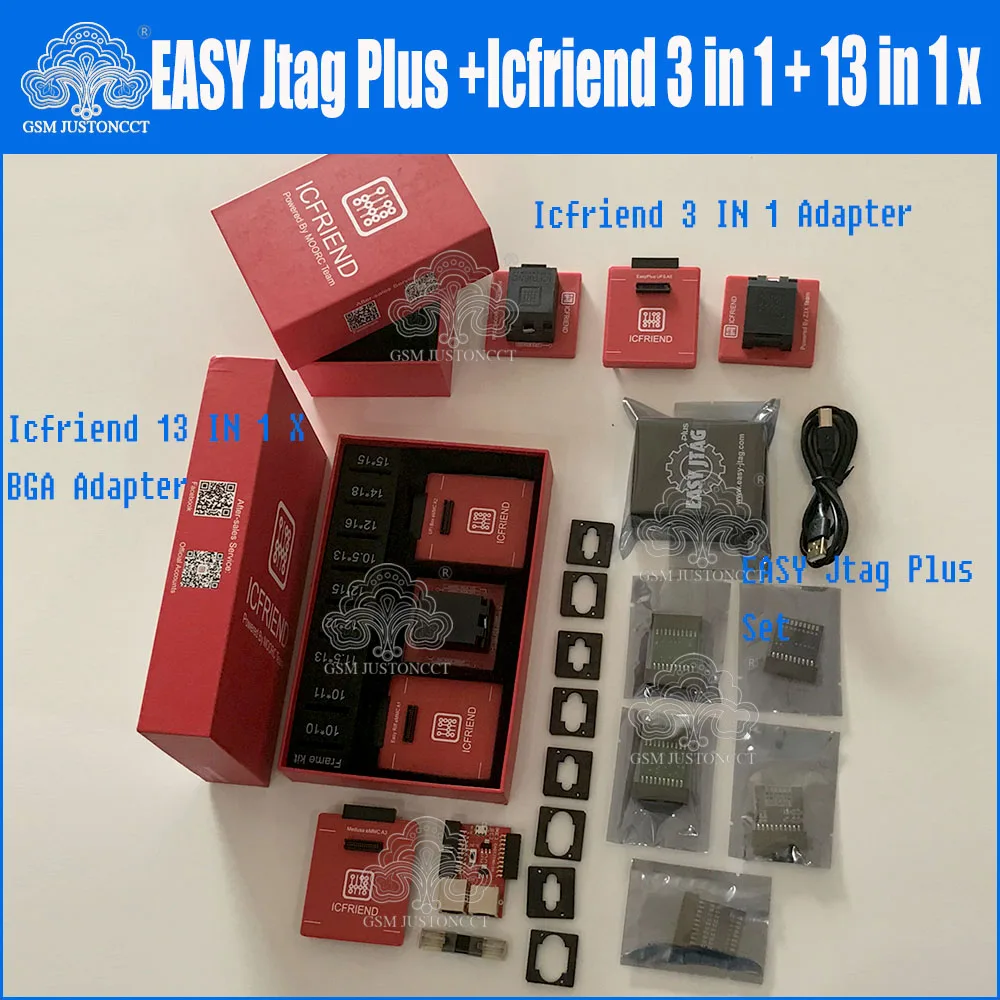 2022 Original New Z3X - Easy Jtag Plus Set + Icfriend 3 in 1 Adapter + Icfrend E mate pro 13 in 1 x Bga
2022 Original New Z3X - Easy Jtag Plus Set + Icfriend 3 in 1 Adapter + Icfrend E mate pro 13 in 1 x Bga