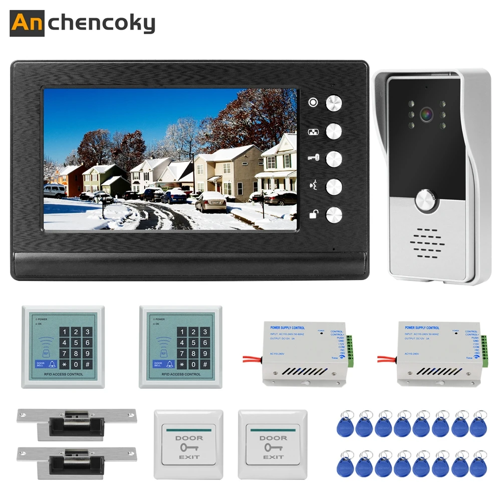 Anchencoky 7 дюймов видео домофон с Блокировка видео-телефон двери Системы с выходом Кнопка разблокировки NC-управления дверным замком домашняя одежда 
Anchencoky 7 дюймов видео домофон с Блокировка видео-телефон двери Системы с выходом Кнопка разблокировки NC-управления дверным замком домашняя одежда