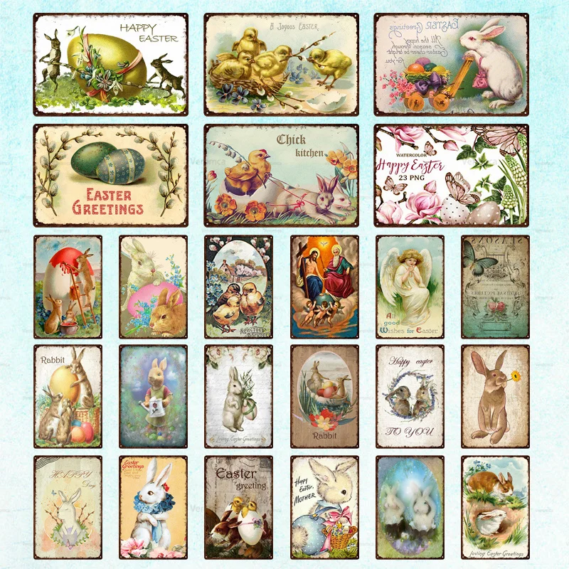 Easter Tin Sign Metal Wall Plate Rabbit Chicken Animals Vintage Metal Poster Plaque for Bar Pub Farm Kitchen Festival Decor
Easter Tin Sign Metal Wall Plate Rabbit Chicken Animals Vintage Metal Poster Plaque for Bar Pub Farm Kitchen Festival Decor