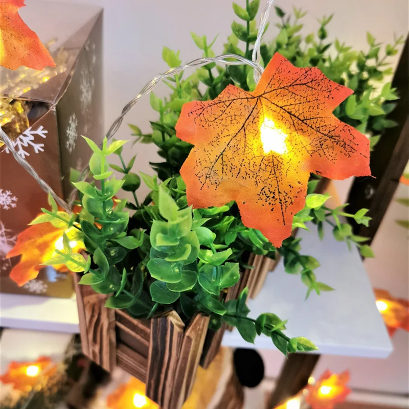 Maple Leaves Remote Control USB String lights Bedroom Decor 20/40/80LEDS fairy lights Festive DIY Halloween Outdoor Decoration