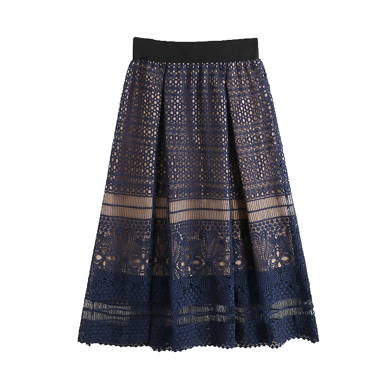 Lace Hollow Out Knitting Women Skirts Autumn New Solid A-lIne Knee-Length Office Lady Elegant Buttoming Top Quality
Lace Hollow Out Knitting Women Skirts Autumn New Solid A-lIne Knee-Length Office Lady Elegant Buttoming Top Quality