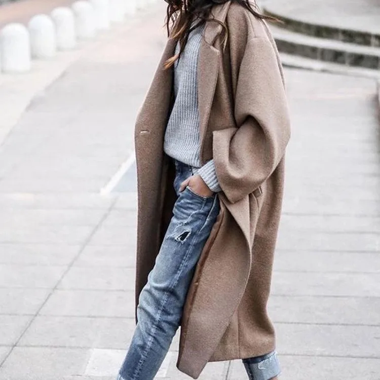 Jacket lining solid color slim-fitting waist straight loose-fitting beltless commuter woolen coat
Jacket lining solid color slim-fitting waist straight loose-fitting beltless commuter woolen coat