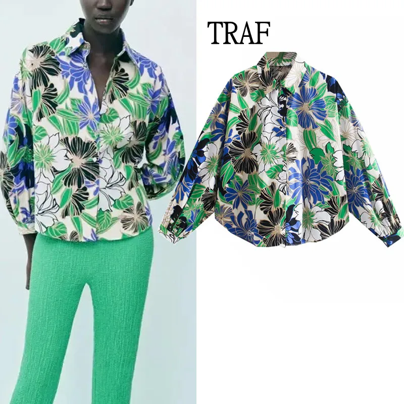 TRAF 2021 Women Shirts Vintage Floral Button Shirt Long Sleeve Top Women Clothing Loose Lapel Irregular Short Women Blouse
TRAF 2021 Women Shirts Vintage Floral Button Shirt Long Sleeve Top Women Clothing Loose Lapel Irregular Short Women Blouse
