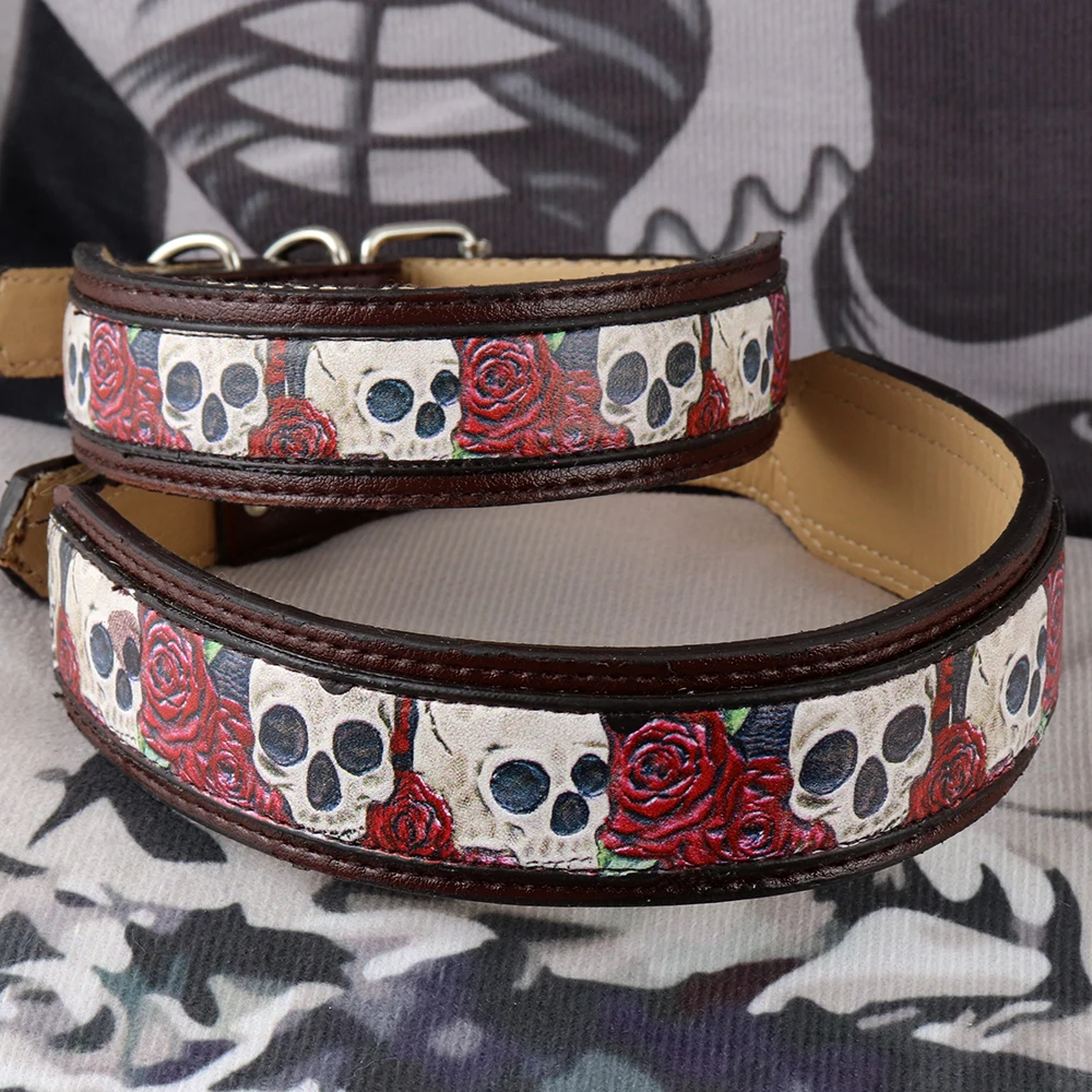 High Quality Pet Collar Hand-carved Leather Pattern Skull Dog Tag Collar Pet Supplies Accessories for French Bulldog Collar Gato 
High Quality Pet Collar Hand-carved Leather Pattern Skull Dog Tag Collar Pet Supplies Accessories for French Bulldog Collar Gato