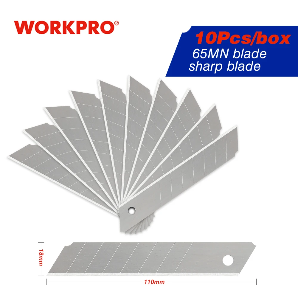 

WORKPRO 18mm Snap-Off Blades 10pcs/Lot Replacement Blade for Most Box Cutter & Utility Knife