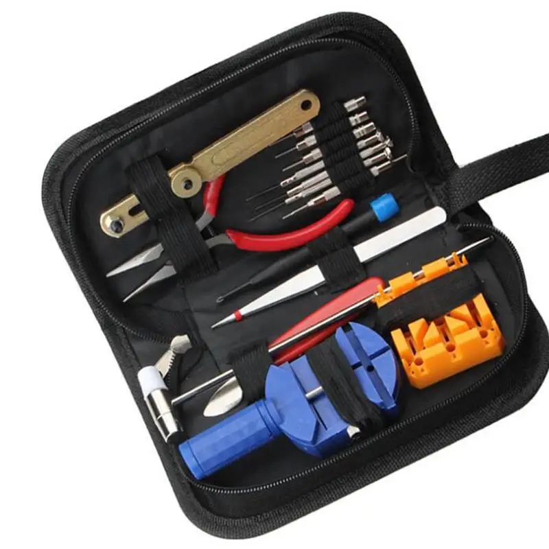 16Pcs Watch Repair Tool Kit Strap Link Removal Adjustment Kit Back Case Remover Opener Removal Spring Pin Bar Watchmaker Tools 
16Pcs Watch Repair Tool Kit Strap Link Removal Adjustment Kit Back Case Remover Opener Removal Spring Pin Bar Watchmaker Tools