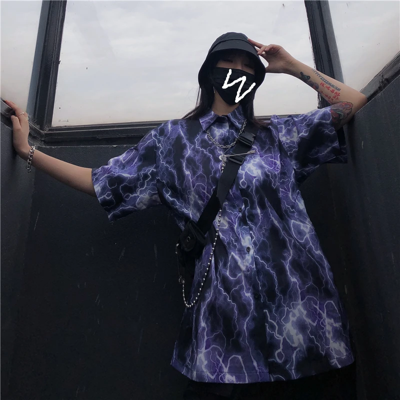 Y Demo Harajuku Short Sleeve Lightning Casual Shirt Women Loose Single Breasted T-shirt Summer
Y Demo Harajuku Short Sleeve Lightning Casual Shirt Women Loose Single Breasted T-shirt Summer