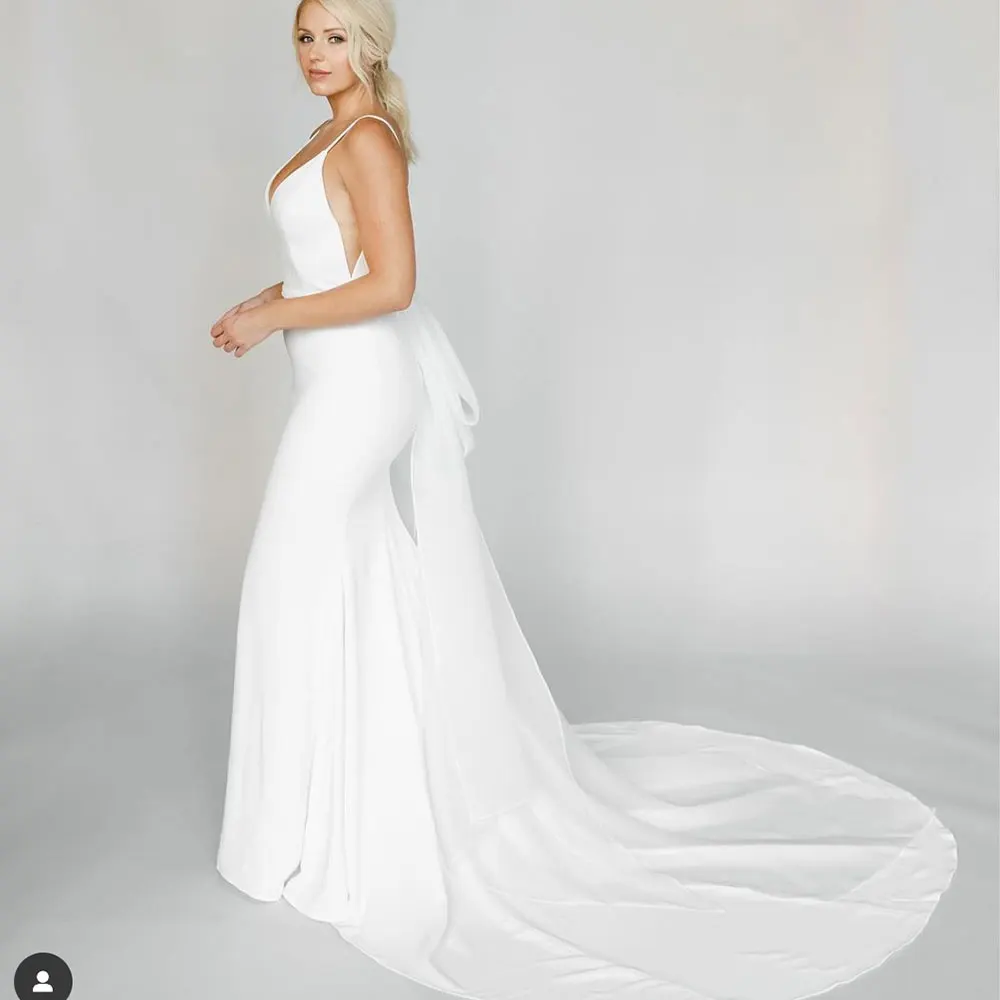 Sexy Mermaid Wedding Dress 2021 Simple For Women Satin Spaghetti Backless Removable Train Bridal Gown Plus Size Robe De Mariee
Sexy Mermaid Wedding Dress 2021 Simple For Women Satin Spaghetti Backless Removable Train Bridal Gown Plus Size Robe De Mariee