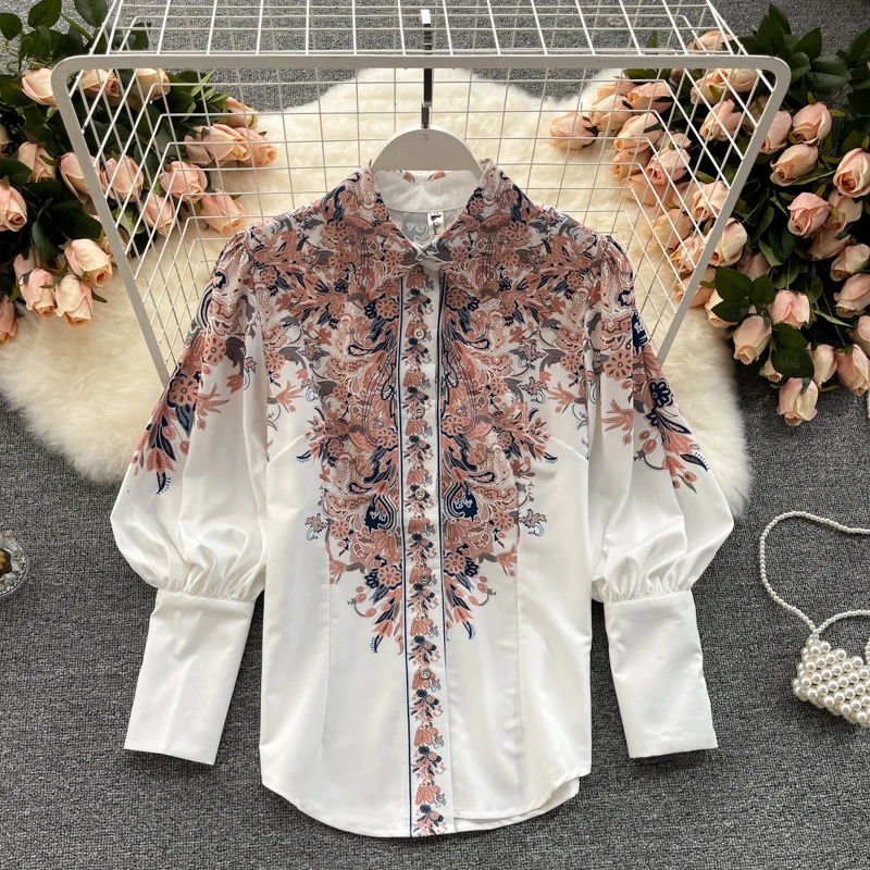 Big Lantern Sleeve Flower Printed Blouse Women Autumn Winter Single Breasted Shirts Office Work Blouse Vintage Blouse Shirts New
Big Lantern Sleeve Flower Printed Blouse Women Autumn Winter Single Breasted Shirts Office Work Blouse Vintage Blouse Shirts New