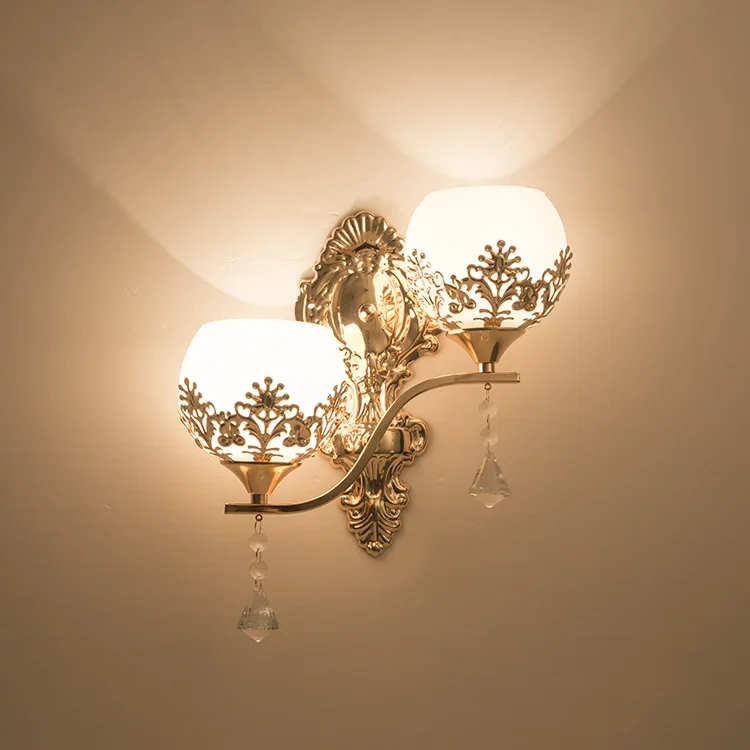 Wall lamp bedside lamp bedroom European gold double head led living room TV background wall lamp corridor stair light
Wall lamp bedside lamp bedroom European gold double head led living room TV background wall lamp corridor stair light