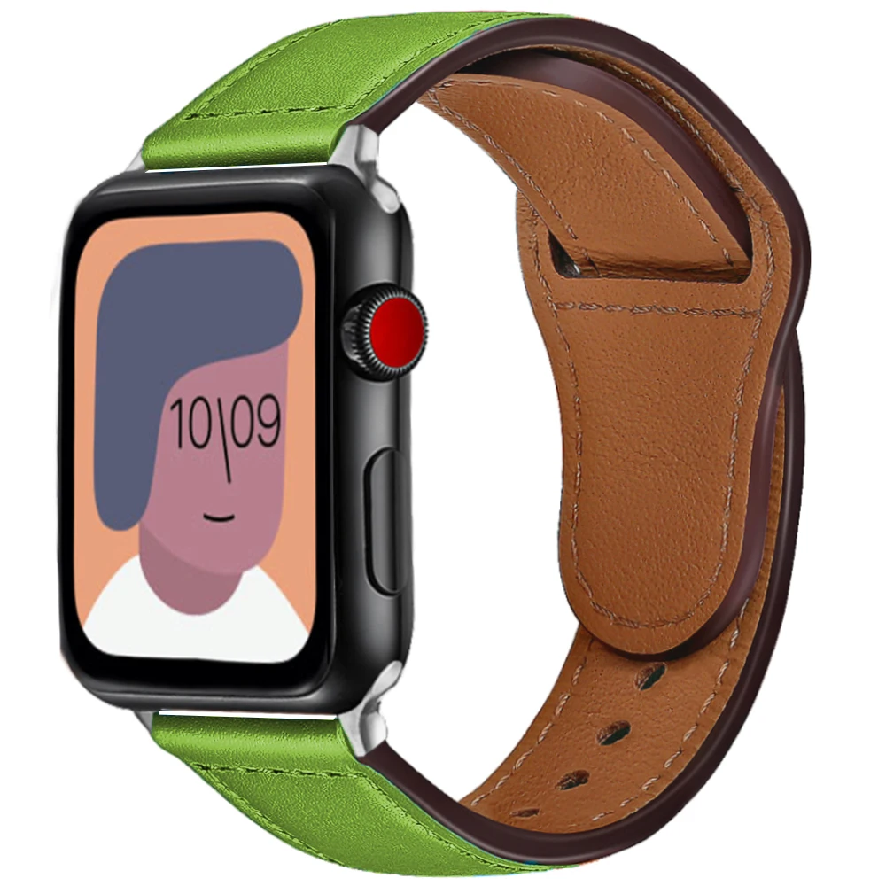 Кожаный ремешок для Apple watch band 44 мм 40 42 38 браслет наручных часов correa iWatch Series 3 4 5 6 se 7