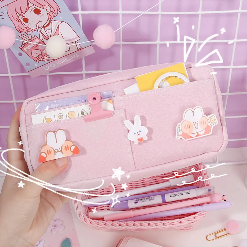 kawaii Large Pencil Case Stationery Storage Bags Canvas Pencil Bag Cute Makeup Bag School Supplies for Girl Kids Gift w/ Badge
kawaii Large Pencil Case Stationery Storage Bags Canvas Pencil Bag Cute Makeup Bag School Supplies for Girl Kids Gift w/ Badge