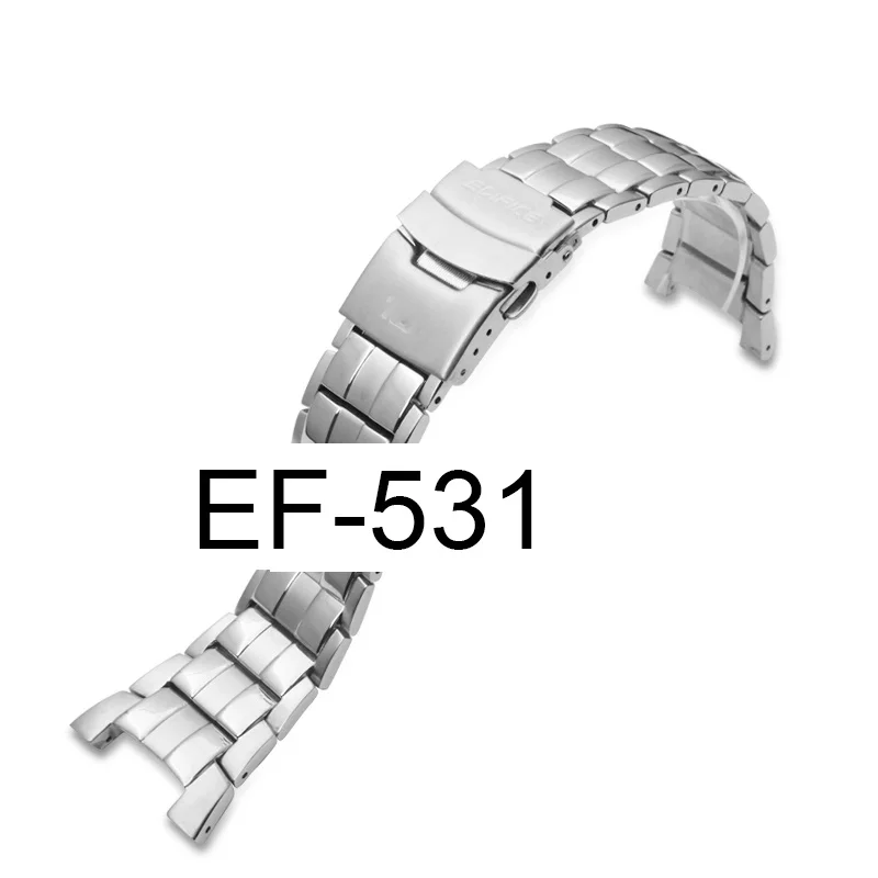

Anti-fall Durable High Quality Stainless Steel Watch Strap For Casio EDIFICE EF-531 EF531 Silver Metal Replacement Wristbands